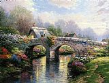 Thomas Kinkade Canvas Paintings - Blossom Bridge